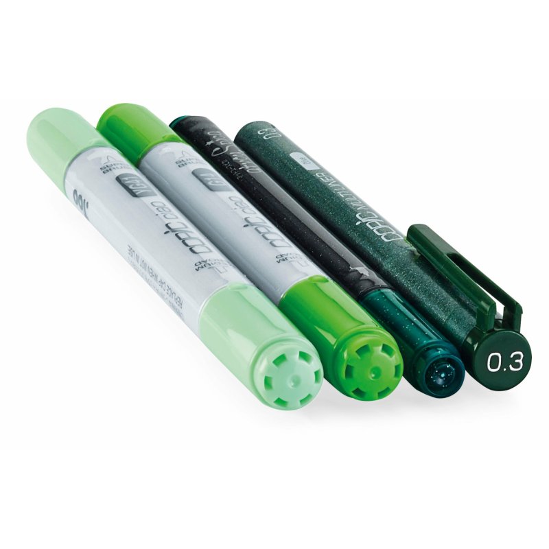 Copic Ciao Doodle Pack Green marqueur 4 pièce(s) Pointe de ciseau à bois/brosse Vert, Vert clair