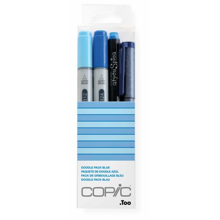 COPIC Marqueur ciao, kit de 4 "Doodle Pack Blue"