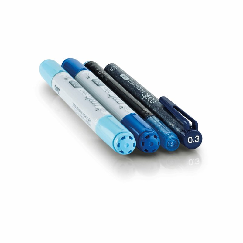 COPIC Marqueur ciao, kit de 4 "Doodle Pack Blue"