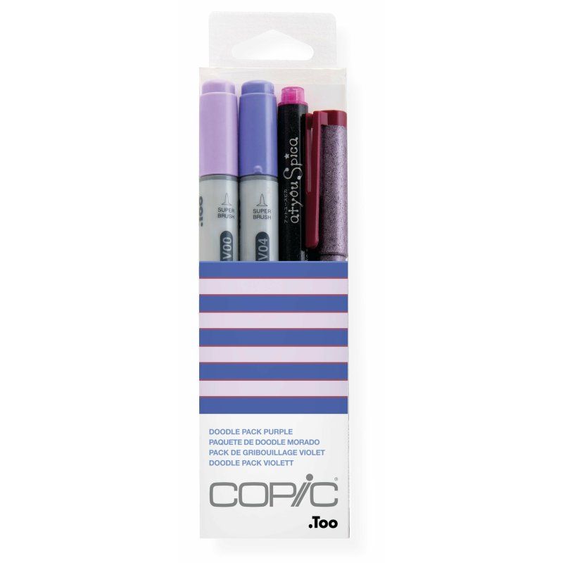 Copic Ciao Doodle Pack Purple marqueur 4 pièce(s) Pointe de ciseau à bois/brosse Rose, Violet