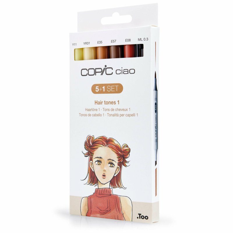 Copic Ciao 5 1 Set Hair Tones 1 marqueur 6 pièce(s) Pointe de ciseau à bois/brosse Multicolore