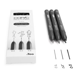COPIC Feutre fin MULTILINER, set de 3, noir