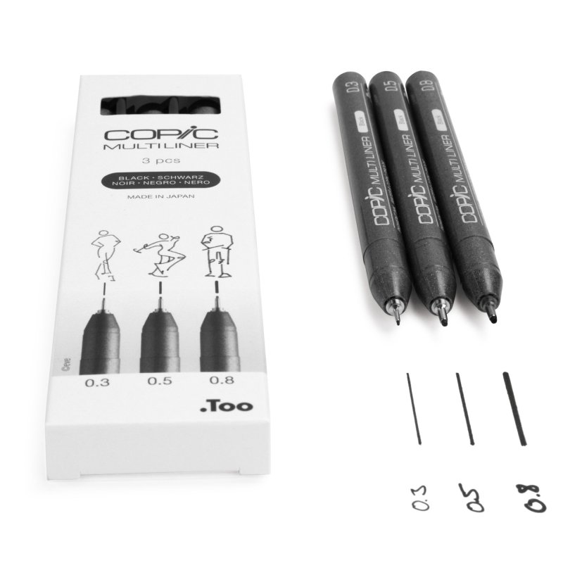 Copic Multiliner stylo fin Multi Noir 3 pièce(s)