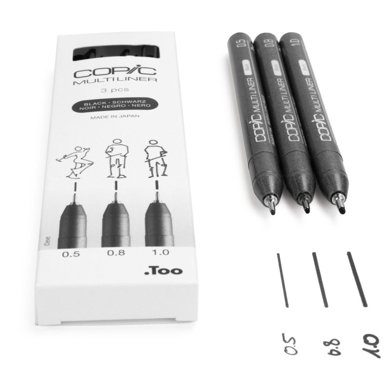 COPIC Feutre fin MULTILINER, set de 3, noir