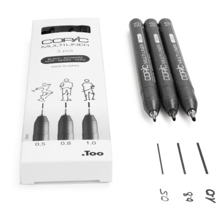 COPIC Feutre fin MULTILINER, set de 3, noir