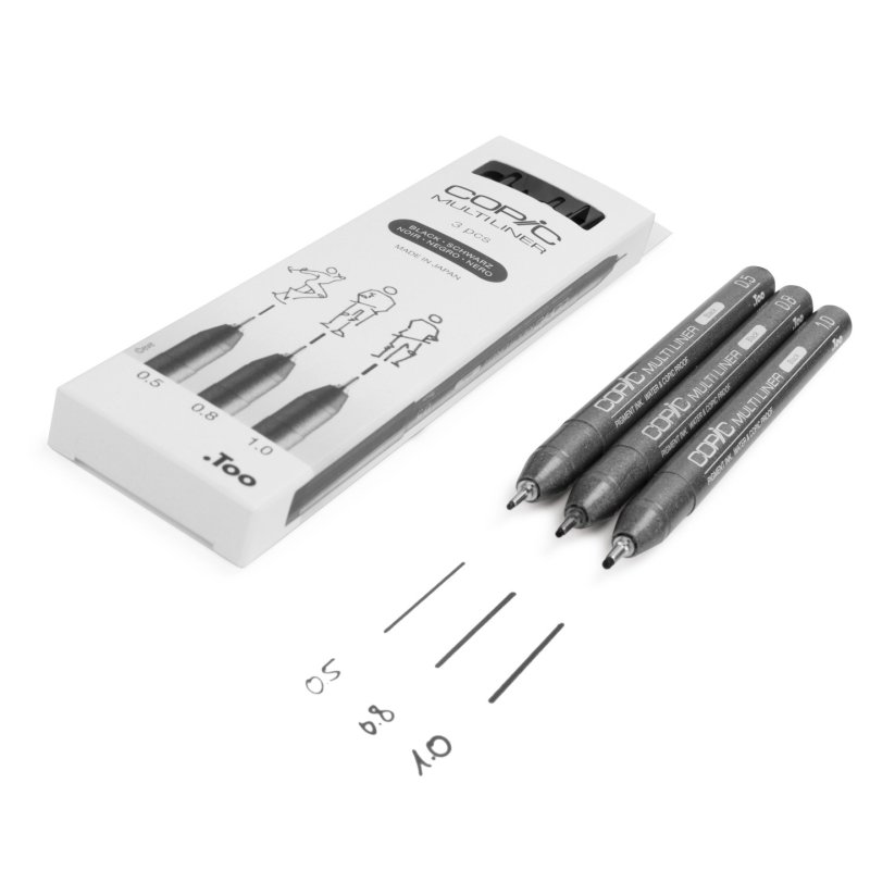 COPIC Feutre fin MULTILINER, set de 3, noir