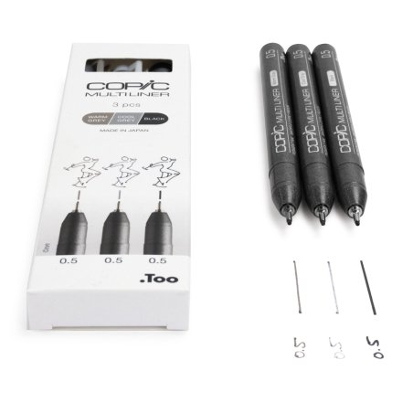 Copic Multiliner stylo fin Multi Noir, Gris froid, Gris chaud 3 pièce(s)