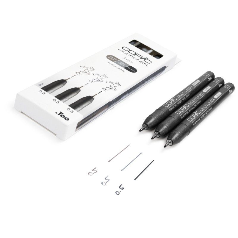 Copic Multiliner fineliner Multi Black, Cool gray, Warm gray 3 pc(s)
