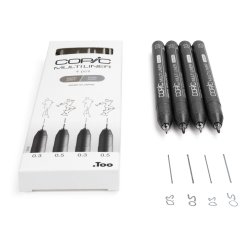 COPIC Feutre fin MULTILINER, set de 4, gris