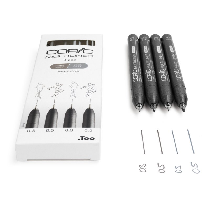 Copic Multiliner fineliner Multi Cool gray, Warm gray 4 pc(s)