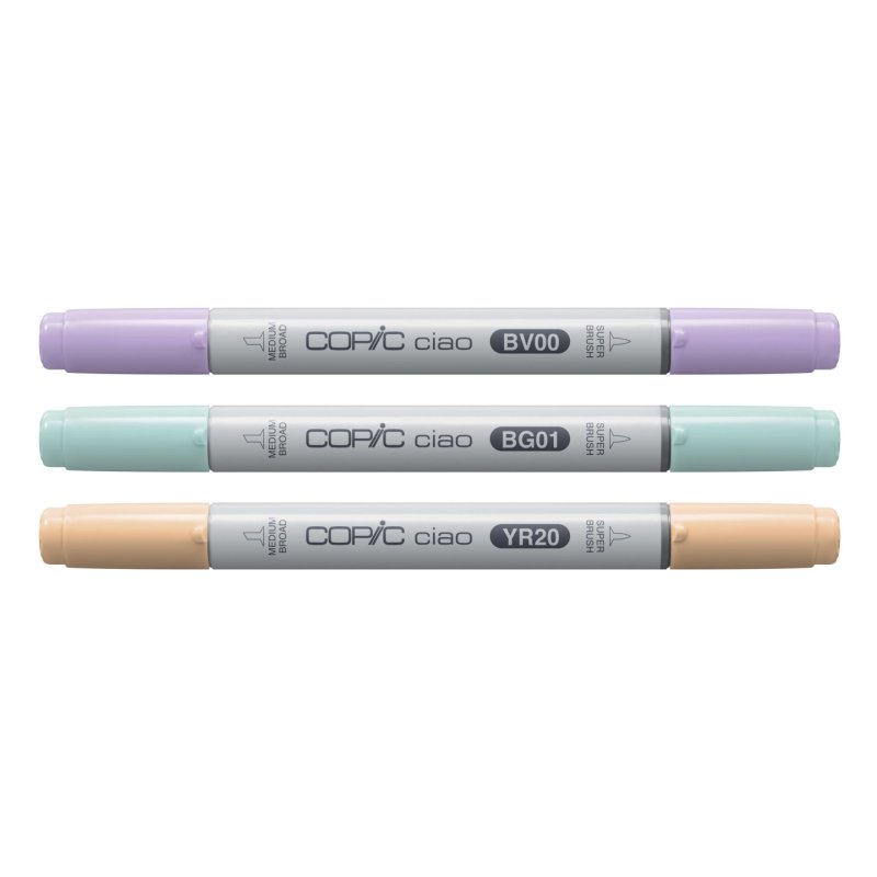 Copic Ciao "LAYER & MIX" Pastel Palette marqueur 3 pièce(s) Pointe de ciseau à bois/brosse Bleu, Violet, Jaune