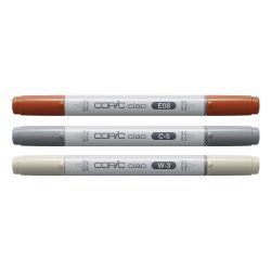 Copic Ciao "LAYER & MIX" Architect Palette marqueur 3 pièce(s) Pointe de ciseau à bois/brosse Beige, Marron, Gris