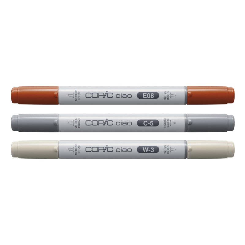 Copic Ciao "LAYER & MIX" Architect Palette marqueur 3 pièce(s) Pointe de ciseau à bois/brosse Beige, Marron, Gris