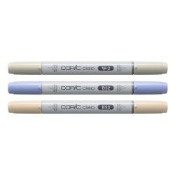 Copic Ciao "LAYER & MIX" Cozy Palette marqueur 3 pièce(s) Pointe de ciseau à bois/brosse Beige, Bleu clair, Gris chaud