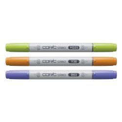 Copic Ciao "LAYER & MIX" Botanic Palette marqueur 3 pièce(s) Pointe de ciseau à bois/brosse Bleu, Vert, Orange