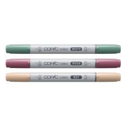 Copic Ciao "LAYER & MIX" Vibrant Palette marqueur 3 pièce(s) Pointe de ciseau à bois/brosse Bush, Rose foncé, Jaune