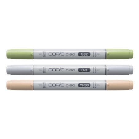 Copic Ciao "LAYER & MIX" Natural Palette marqueur 3 pièce(s) Pointe de ciseau à bois/brosse Beige, Vert clair, Gris
