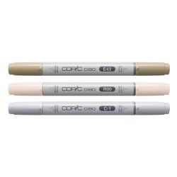 Copic Ciao "LAYER & MIX" Mellow Palette marqueur 3 pièce(s) Pointe de ciseau à bois/brosse Gris froid, Ivoire, Rose