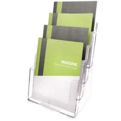 deflecto Porte-brochures, A4 portrait, 4 compartiments