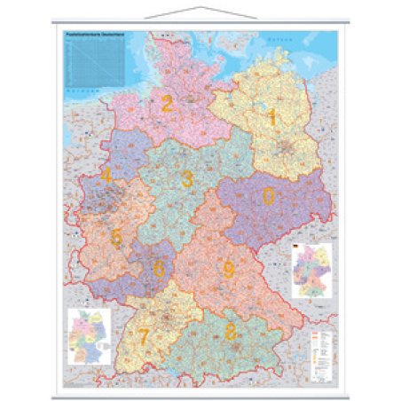 FRANKEN Postleitzahlen-Karte, laminiert, 970 x 1.370 mm