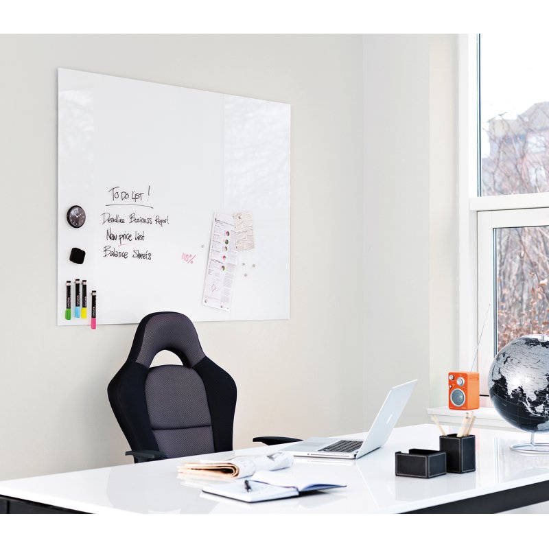 FRANKEN Tableau en verre design, 1.000 x 650 mm, blanc pur