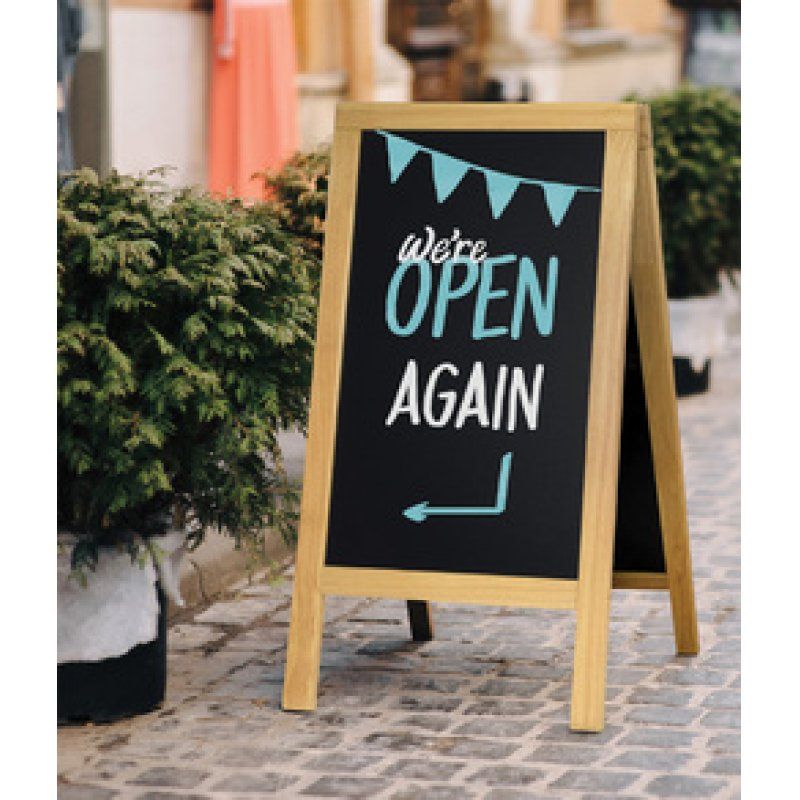 Securit Panneau trottoir DELUXE, avec tableau noir, hêtre