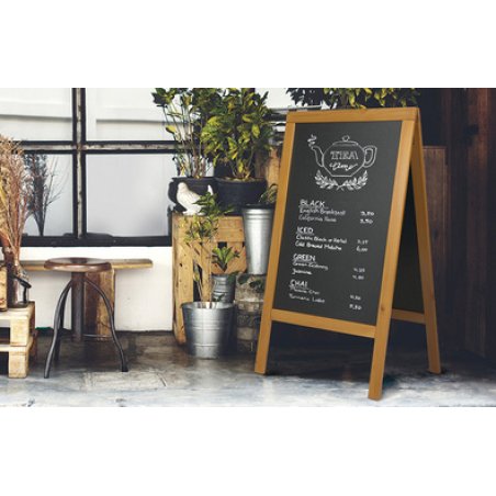 Securit Panneau trottoir WOODY, avec tableau noir, noir