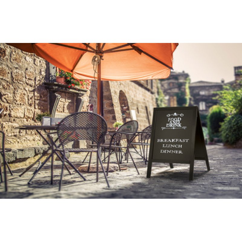 Securit Panneau trottoir WOODY, avec tableau noir, noir