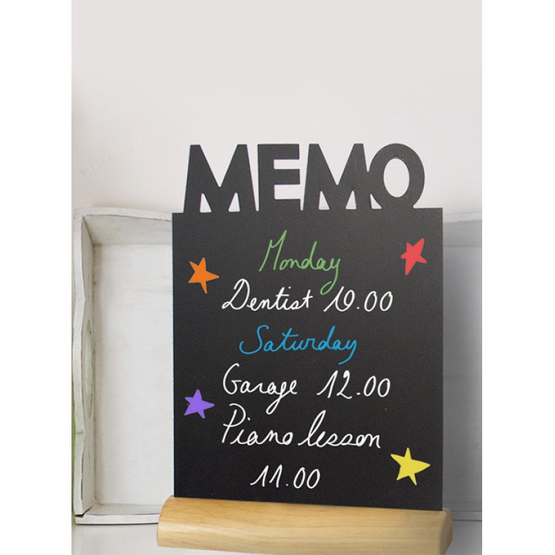 Securit Memo tableau à craie et accessoires Noir Résine, Bois