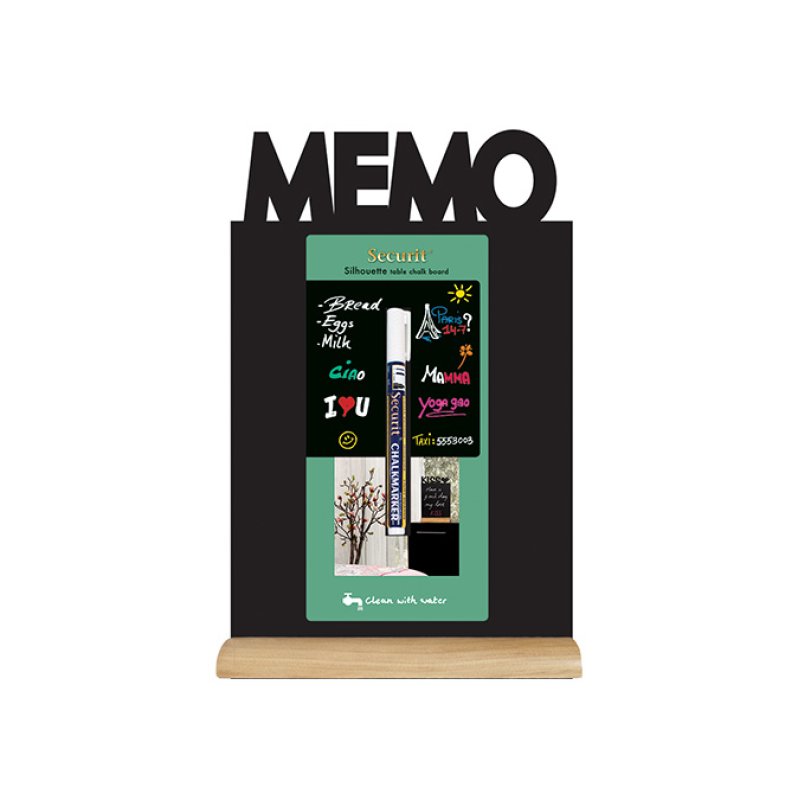 Securit Memo chalk board Black Resin, Wood