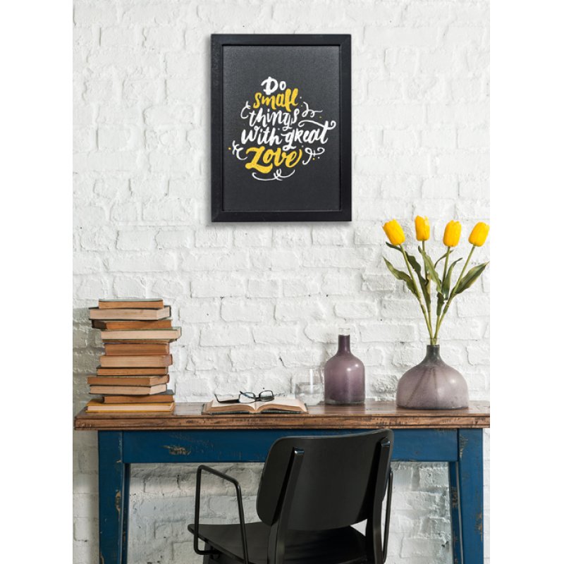 Securit Ardoise murale WOODY, avec cadre en bois, noir