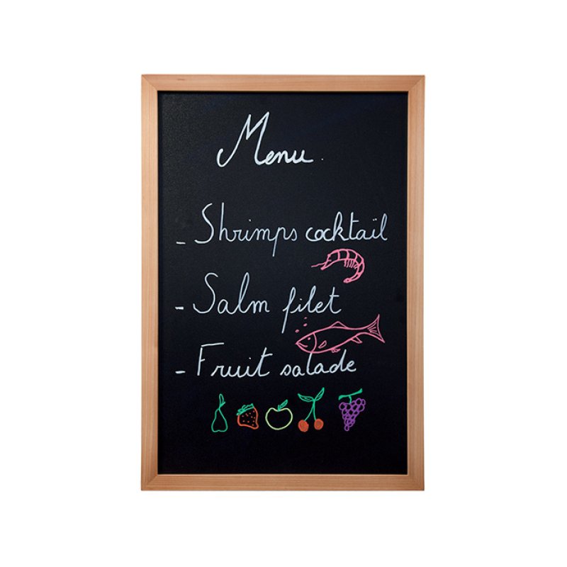 Securit Ardoise murale WOODY, avec cadre en bois, teck