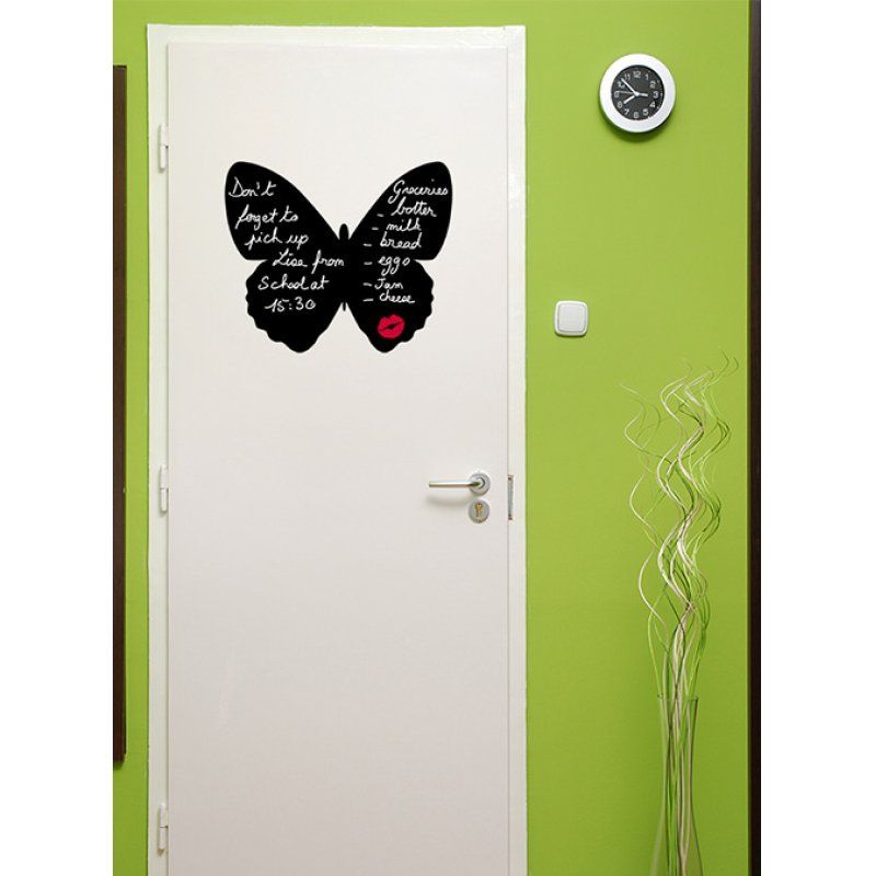 Securit FB-BUTTERFLY tableau à craie et accessoires Noir Mélamine, Résine, Velcro