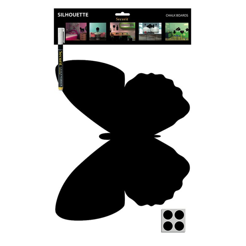 Securit FB-BUTTERFLY chalk board Black Melamine, Resin, Velcro