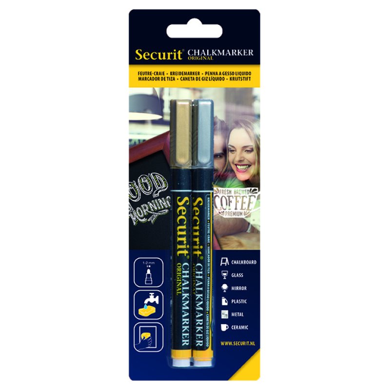 Securit BL-SMA100-V2-GDSL chalk marker Block Gold, Silver 1 pc(s)