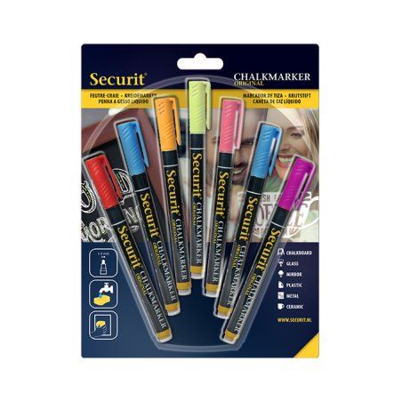 Securit Original SMA100 marqueur à craie liquie Bleu, Vert, Orange, Rose, Rouge, Violet, Jaune 7 pièce(s)