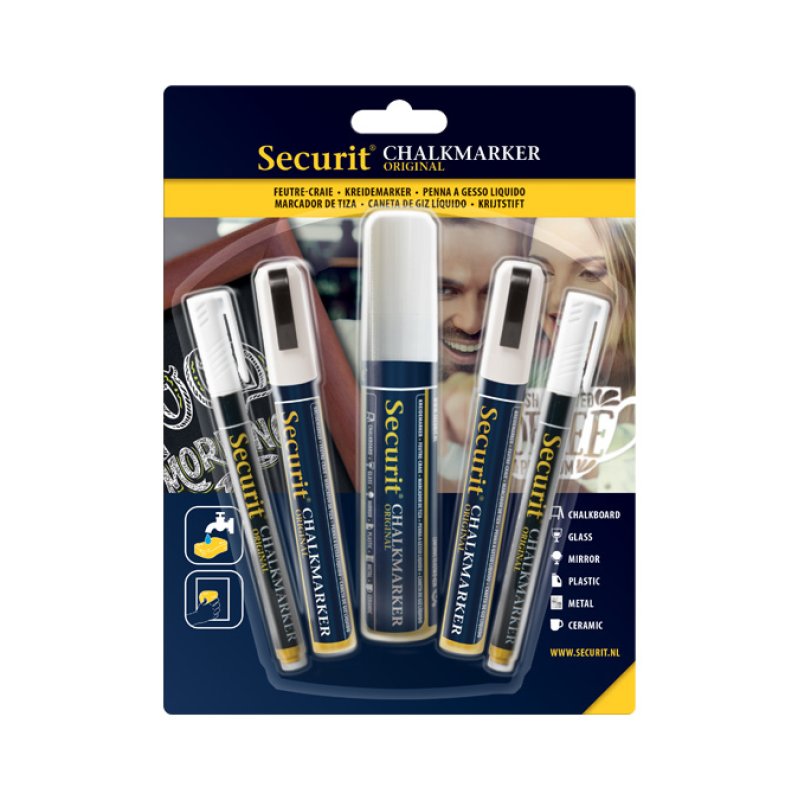 Securit Feutre-craie ORIGINAL, set assorti, blanc