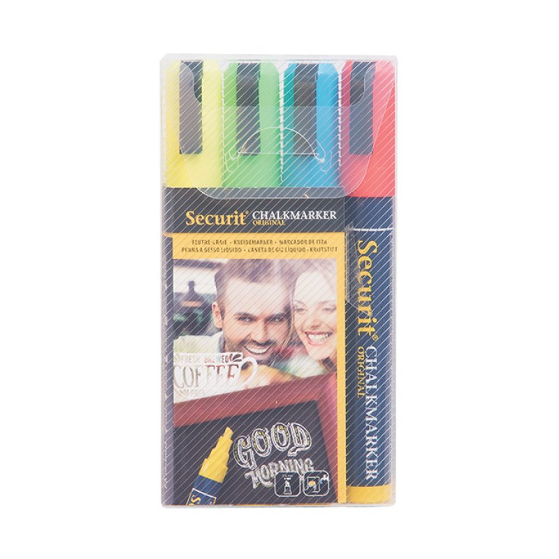 Securit SMA510-V4 chalk marker Chisel Blue, Green, Red, Yellow 4 pc(s)