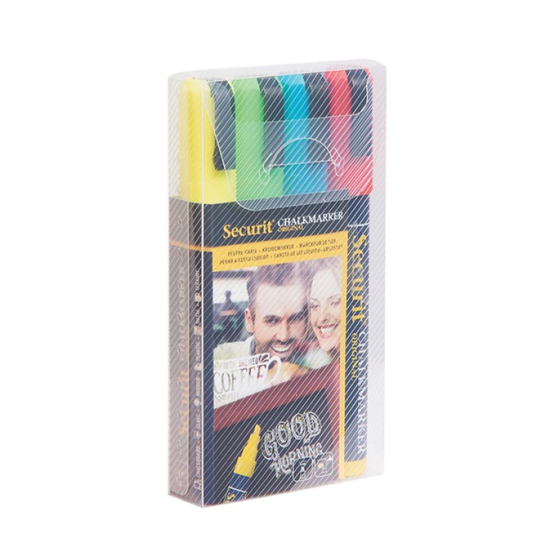 Securit SMA510-V4 chalk marker Chisel Blue, Green, Red, Yellow 4 pc(s)