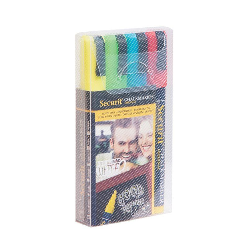 Securit SMA510-V4 marqueur à craie liquie Ciseau Bleu, Vert, Rouge, Jaune 4 pièce(s)