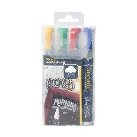 Securit SMA610-V4 marqueur à craie liquie Bloc Bleu, Vert, Rouge, Jaune 4 pièce(s)
