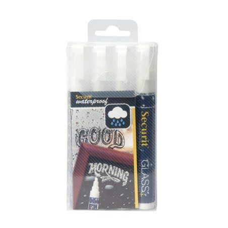 Securit Feutre-craie WATERPROOF MEDIUM, étui de 4, blanc