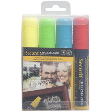Securit Feutre-craie ORIGINAL LARGE, étui de 4, blanc