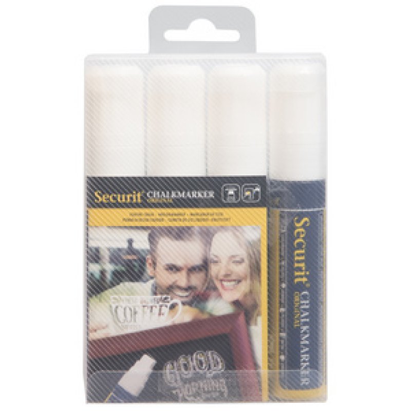 Securit Feutre-craie ORIGINAL LARGE, étui de 4, blanc