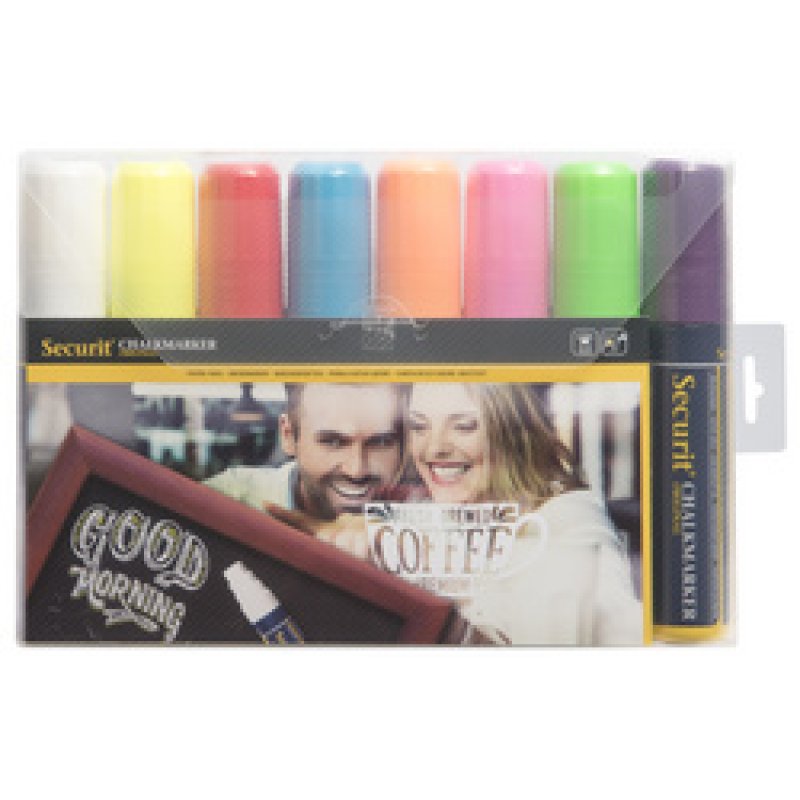 Securit Feutre-craie ORIGINAL LARGE, étui de 8, couleurs