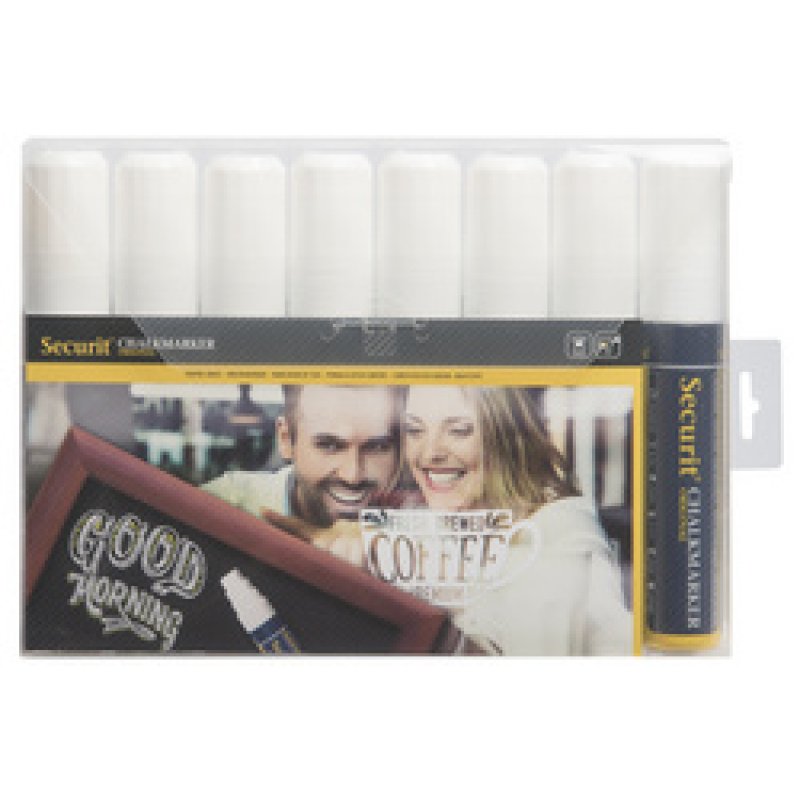 Securit Feutre-craie ORIGINAL LARGE, étui de 8, blanc