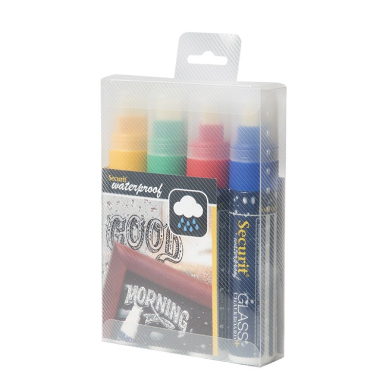 Securit Feutre-craie WATERPROOF LARGE, étui de 4