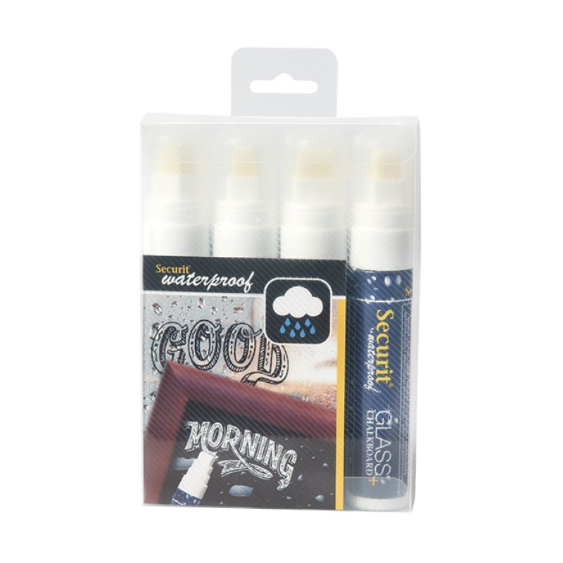 Securit SMA820-V4-WT marqueur à craie liquie Bloc Blanc 4 pièce(s)