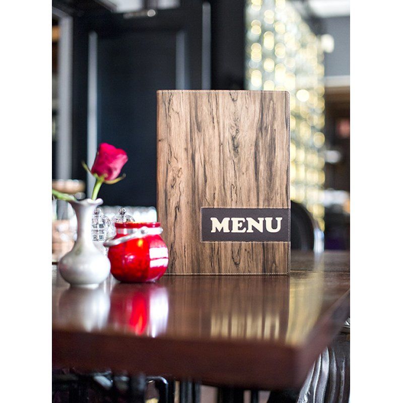 Securit Protège-menus DESIGN WOOD, A4, marron