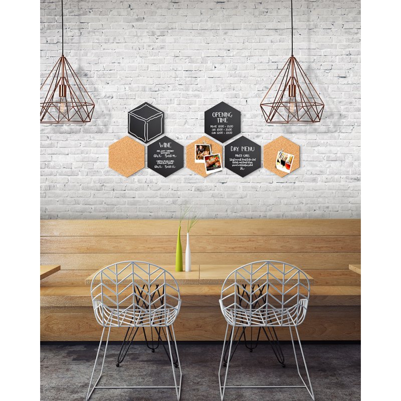 Securit FB-CB-HEX tableau d'affichage & accessoires Tableau d’affichage fixe Noir, Marron Liège, Métal